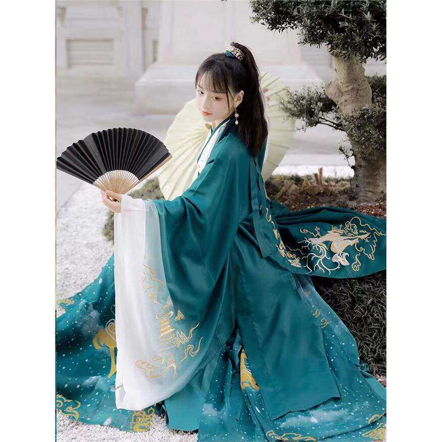 新款原创古风魏晋制汉服男女秋季中国风齐腰襦裙刺绣古装全套绣花