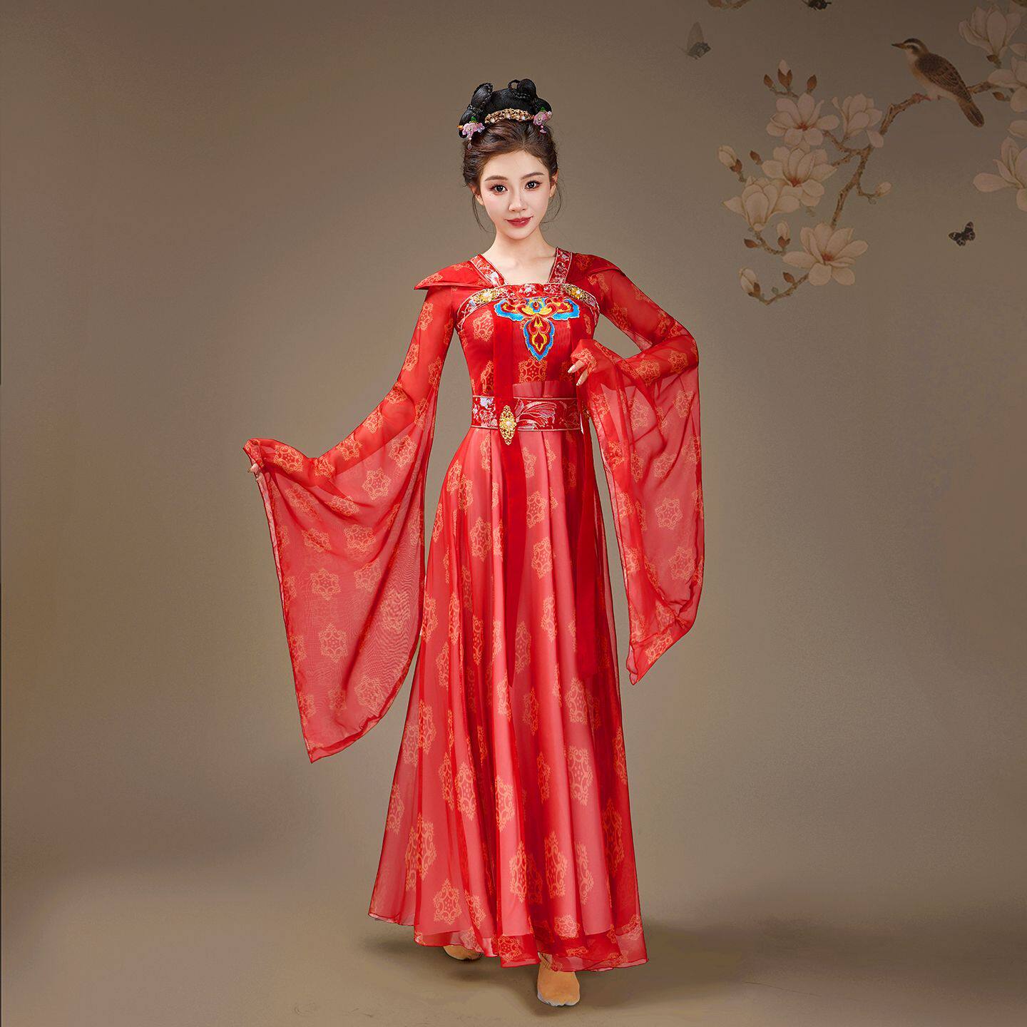 汉唐古典舞蹈演出服女飘逸仙气中国风伞舞古装汉服唐制舞蹈表演服