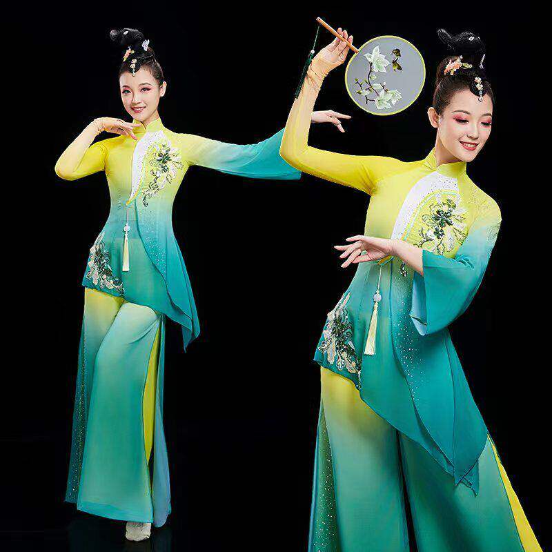 胶州秧歌服演出服女打腰鼓舞中国风古典扇子舞民族舞广场舞表演服