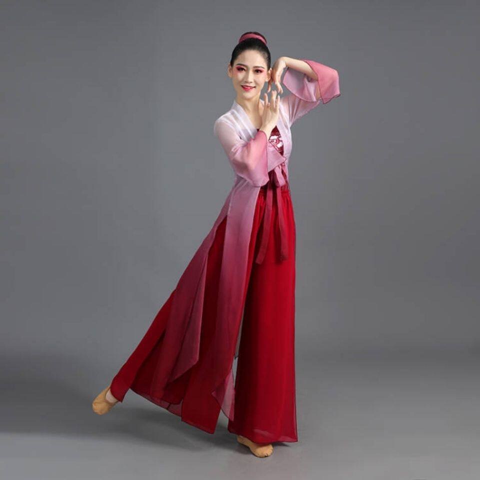 古典舞演出服女飘逸中国舞扇子舞蹈服中国古风万疆舞蹈服汉服开衫