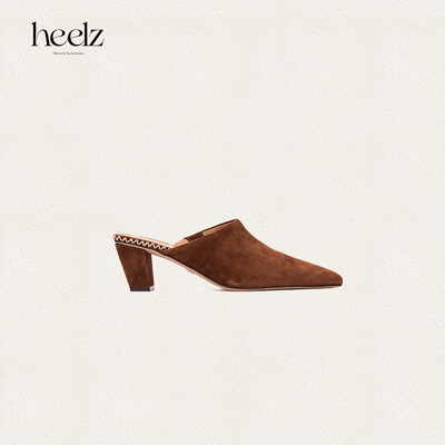 heelz设计师反绒梯形跟穆勒鞋
