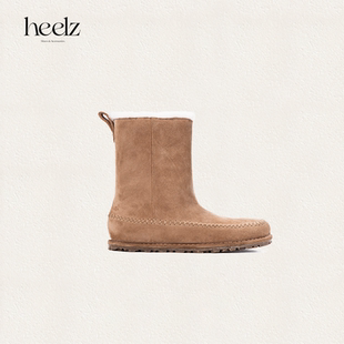 heelz设计师手工鞋 履｜手工缝线羊羔毛雪地靴1.5公分