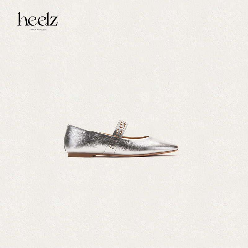 heelz设计师手工鞋履 ｜银色繁花羊皮圆头玛丽珍 0.8公分