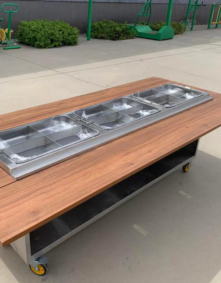 小吃车麻辣烫关东煮串串香美食餐车木制大理石移动台面推车摆地摊