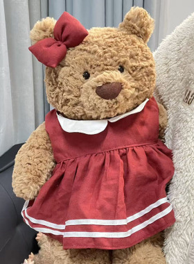 仅衣服-28/36/47cm巴塞罗熊玩偶衣服秋日红豆裙可爱小熊公仔着替