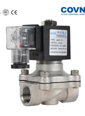 二通不锈钢304常闭电磁阀4分24V水阀C220V两位两通2W31电磁阀