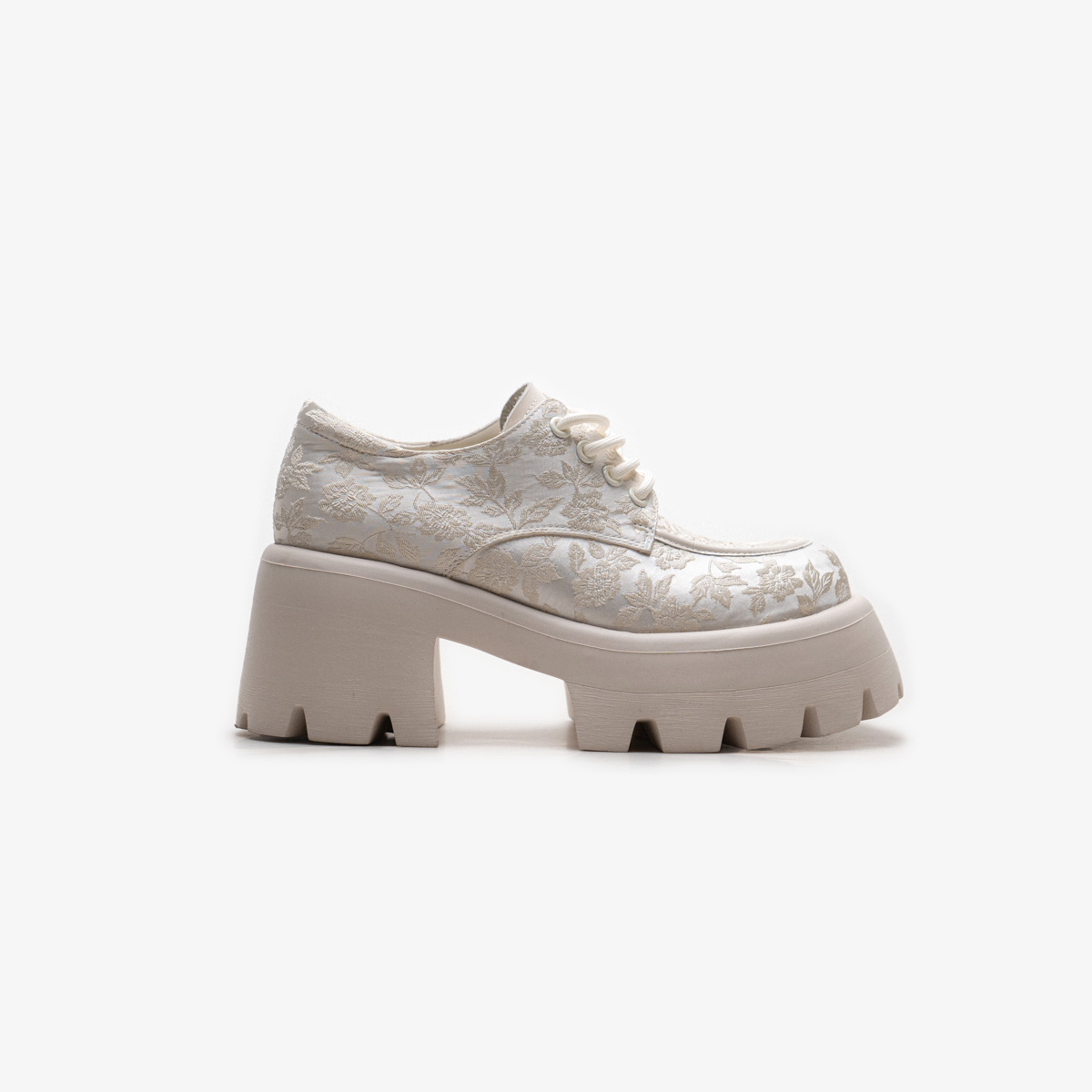 【国风乐福鞋】真皮刺绣提花新中式增高鞋粗跟玛丽珍