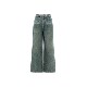 W23DT9009 全棉丹宁设计感高腰宽松直筒裤 套色怀旧牛仔裤