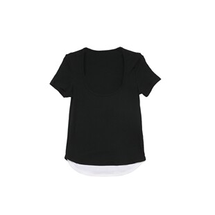 T恤W23AA226 260g双面莫代尔螺纹假两件拼接背心 深U拼色系列