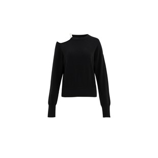 设计感珍珠挂脖小露香肩锁骨羊毛衫 露肩小心思