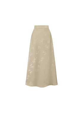 【纵享丝滑国风半身裙】新中式立体竹叶提花缎国韵半裙W24AR7063