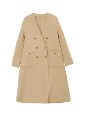 高支羊绒羊毛双排扣双面呢大衣W23234N104