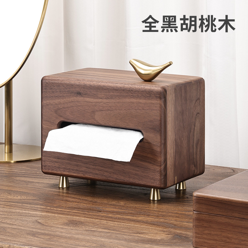 多祝创意实木纸巾盒小鸟纯铜