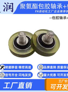PU62522-5C3L8M6 聚氨酯成型不锈钢螺杆包胶轴承平头型滑轮导轮