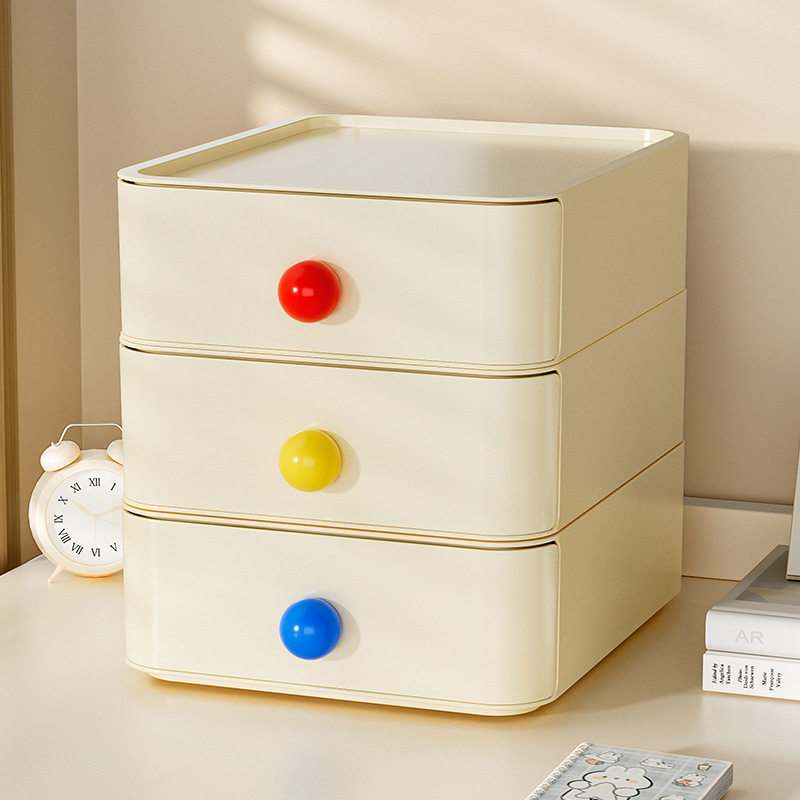 办公桌面收纳盒抽屉式文件A4纸收纳柜迷你可爱小号整理箱架子塑料