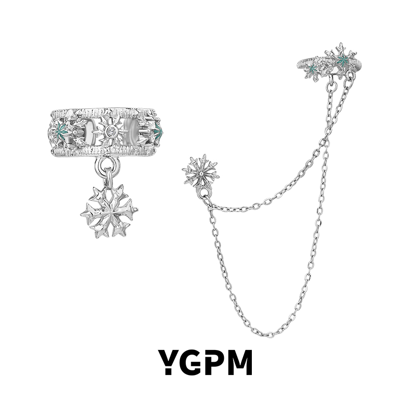 YGPM雪花耳夹女不对称小众设计