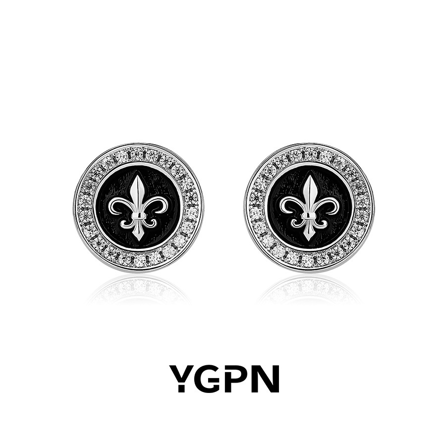 YGPN圆形鸢尾花耳钉女925银针莫桑钻轻奢复古设计感冷淡风耳饰