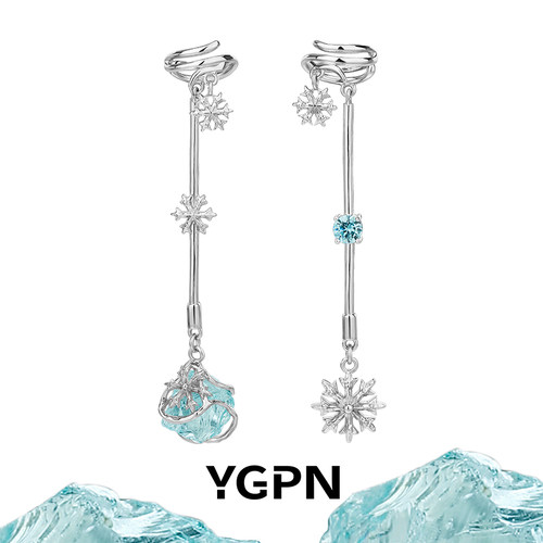 YGPN原创雪花耳夹女新款不对称