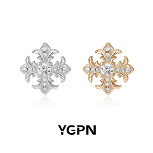 YGPN原创鸢尾花耳钉女莫桑钻小众设计感轻奢高级气质松弛感耳环