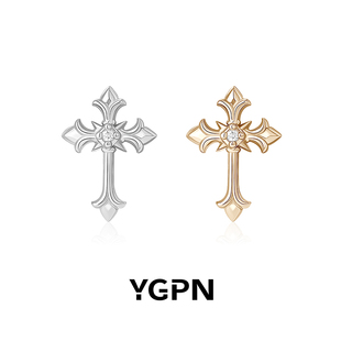 YGPN十字架莫桑钻耳钉女925银针原创小众设计精致轻奢养耳洞耳饰