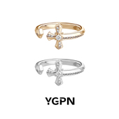 YGPN满钻十字花戒指女莫桑钻原创小众设计轻奢高级感开口情侣对戒