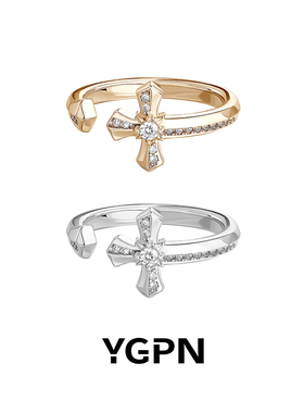 满钻十字花戒指女纯银莫桑钻