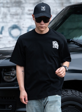 EYE OF STARK x PLUMB 新路虎卫士烫画黑t恤重磅潮牌痞帅炸街体恤