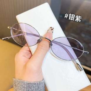 近视眼镜女2420小框文艺复古高度数椭圆框纯钛镜框全钛眼镜框