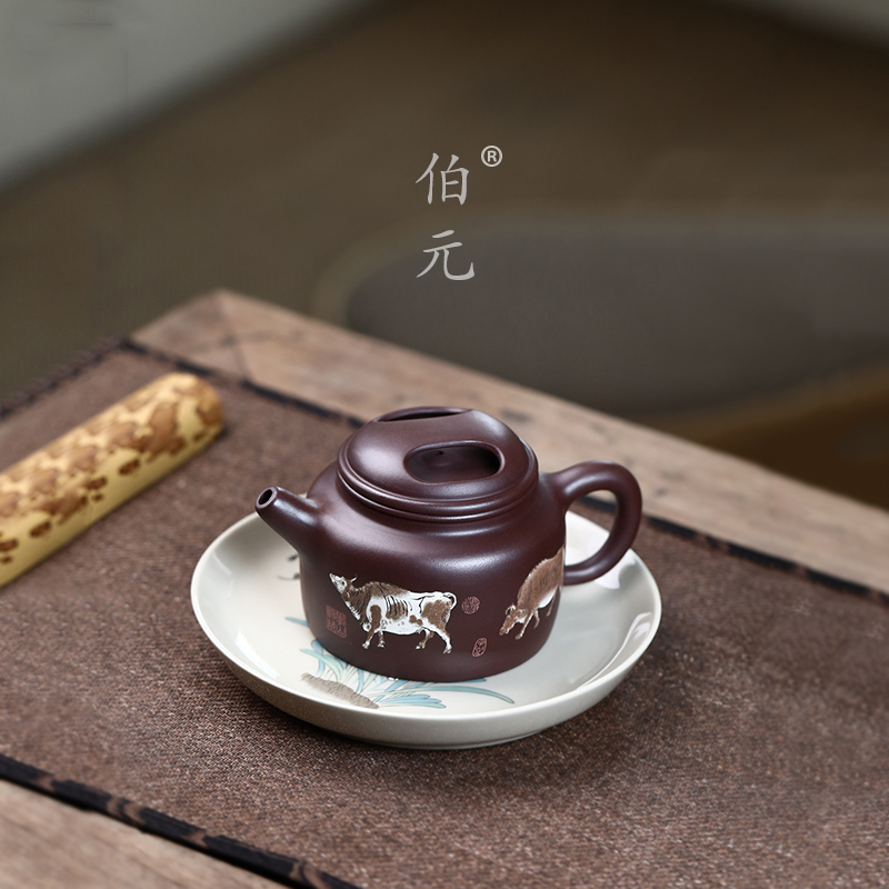 彩绘牛盖德钟伯元紫砂中式