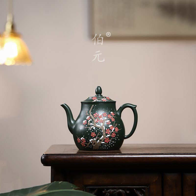 伯元中式紫砂泥绘梅花宫灯