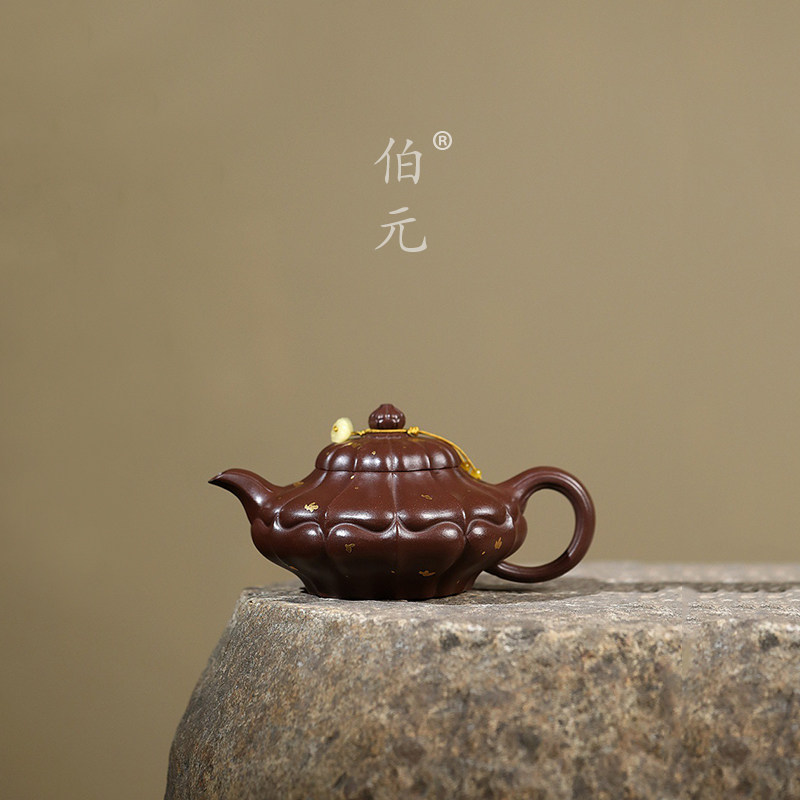 伯元中式紫砂洒金筋纹合菱
