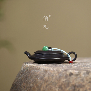 宜兴紫砂壶原矿小煤窑朱泥全手工捂灰极扁60ML小容量光素文人茶壶