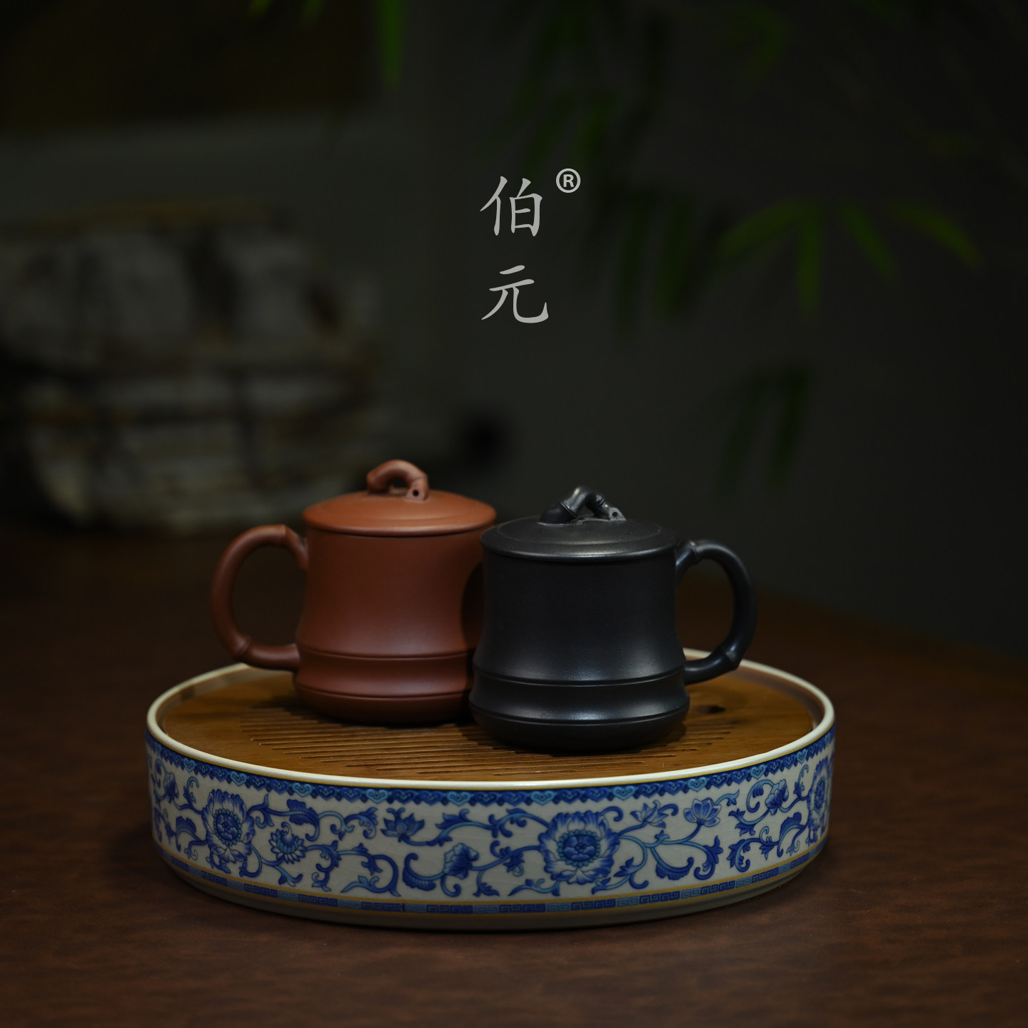 宜兴紫砂壶原矿清水泥竹节双线盖杯全手工精美功夫茶具盖杯 210ml