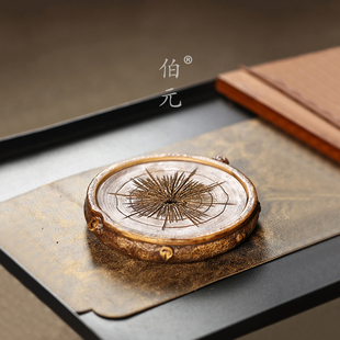 宜兴紫砂壶垫原矿段泥木桩干泡茶盘摆件可养仿真木纹树桩托盘壶承