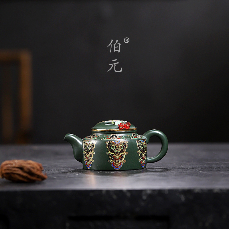 伯元中式紫砂珐琅彩牛盖莲子