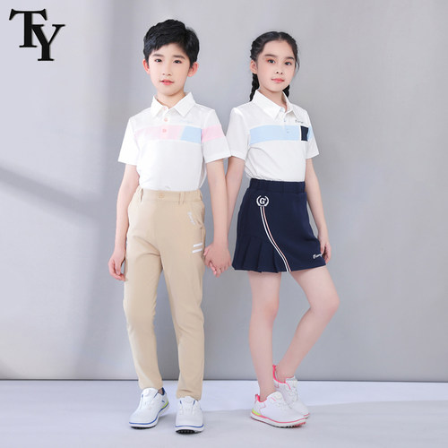 TY儿童短袖T恤男女童撞色polo衫