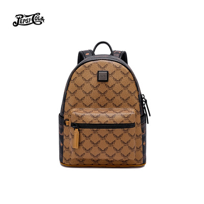 百事Pepsi双肩包经典印花爆款休闲简约防泼水大容量皮质背包旅行