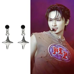 文俊辉墨西哥音乐节同款星星耳钉女俊尼个性螺丝简约s925银送礼物