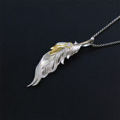 黑金羽毛项链男士 潮高级感设计感小众ins高级感金色吊坠轻奢