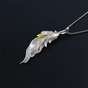黑金羽毛项链男士潮高级感设计感小众ins高级感金色吊坠轻奢