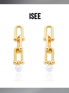 ISEEJewelry现货马蹄扣摩登时代珍珠耳钉时髦大气职场个性