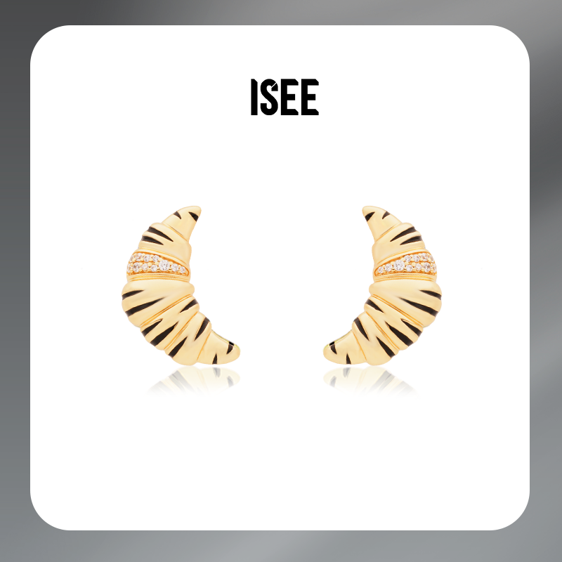 ISEEJewelry现货牛角包耳钉个性趣味可颂面包高级百搭气质