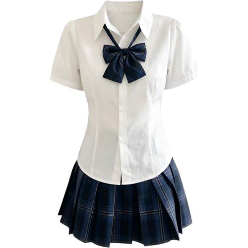 AHRTB津川jk制服裙学院风纯欲收腰衬衫百褶裙39cm格裙
