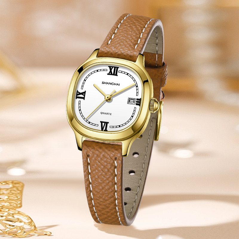 【七夕礼物】上海手表国民系列复古小方表石英女表轻奢小金表送礼