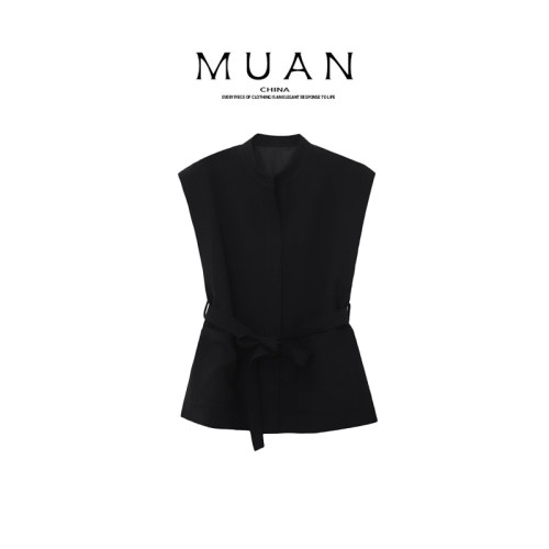 木岸muan女爵马甲夏季简约百搭定制高级立领英伦马甲女YJ-23791