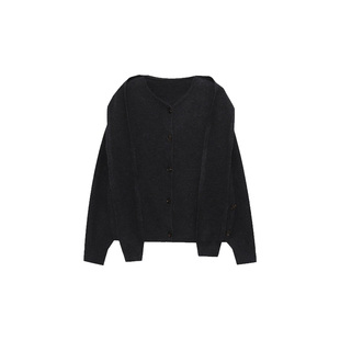 Z2508 木岸muan定制280克高级羊毛简约老钱风毛衣宽松开衫 女D