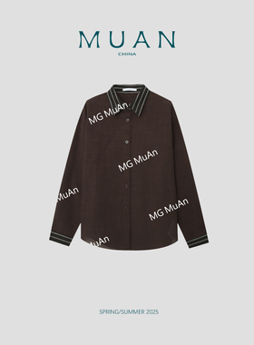 木岸muan定制中古摩卡翻领高级百搭中古衬衫宽松上衣女YJ-23806
