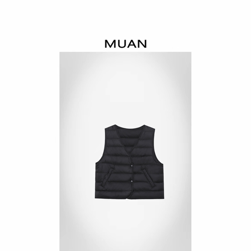 木岸muan轻松感小马甲秋冬百搭简约90白鸭羽绒马甲女JD-680-1