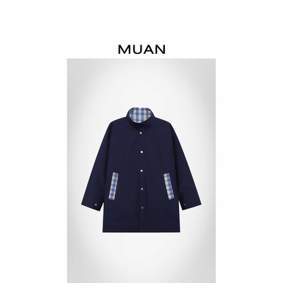 木岸muan定制25年新款100%纯棉两面穿风衣宽松外套女CQ-MJ-F8211