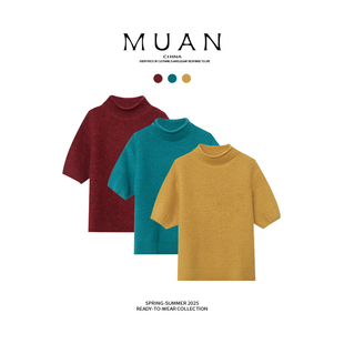 女上衣DG3 木岸油画T 针织打底衫 宽松休闲显瘦半袖 088 2025新款